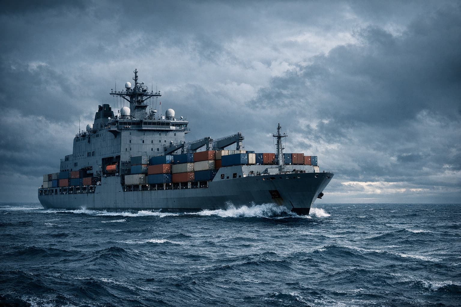 Navio industrial no mar aberto