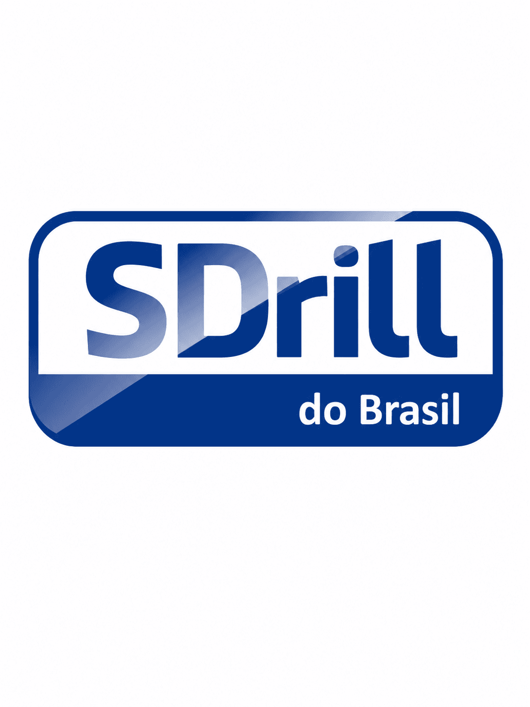 Blue and white SDrill do Brasil logo with bold lettering inside a glossy rounded rectangle.